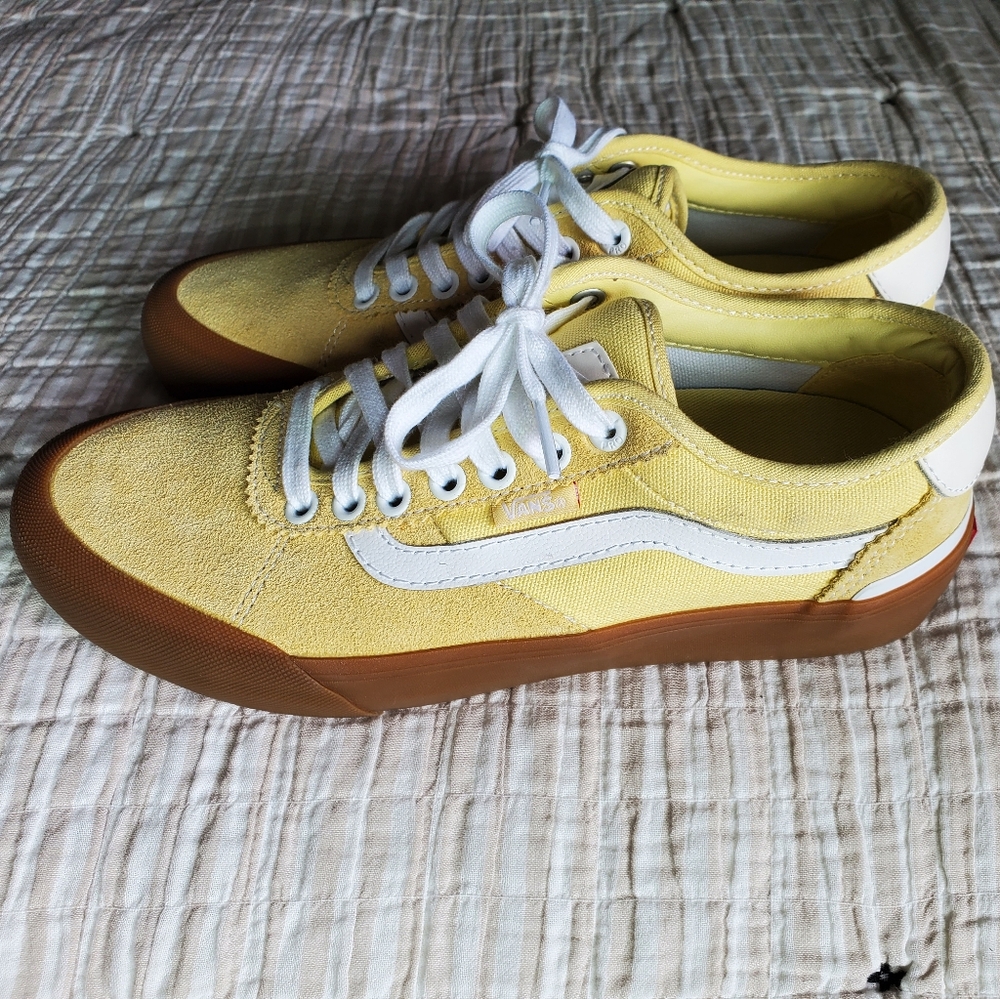 Vans Off the Wall Skateboard Pro Ultra Cush Yellow Suede Unisex Womens Size 8.5